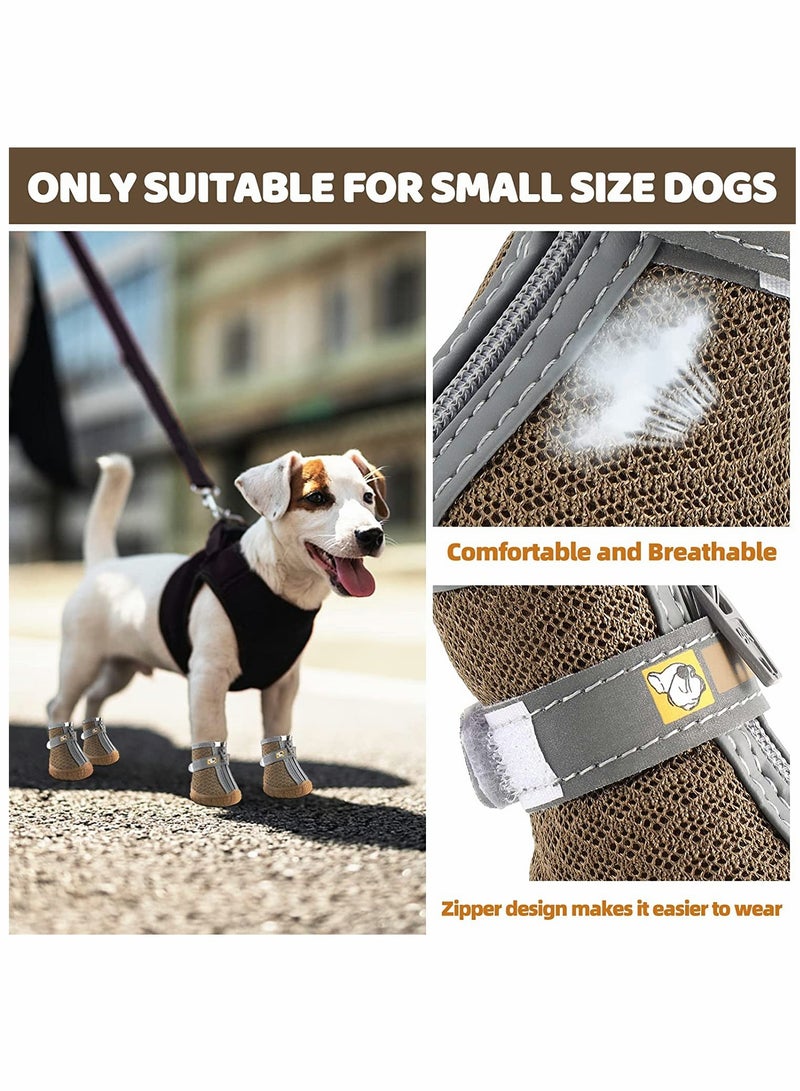 أحذية الكلب 4 قطعة سهير 2 المضادة للانزلاق تنفس للماء أحذية الكلب مخلب حامي ينطبق على المشي لمسافات طويلة أحذية الكلاب الصغيرة ، مع انعكاس الضوء قابل للتعديل حزام سستة الأحذية الكلب ينطبق على الطرق ال - Image 5